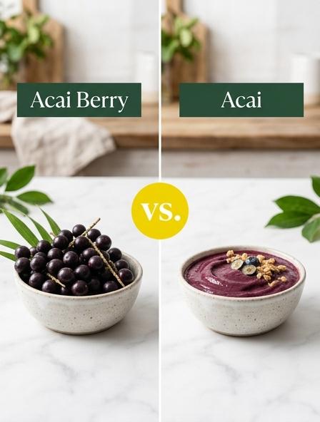 Acai Berry vs Acai : Comparing Nutrition, Processing, and Culinary Usage Differences.