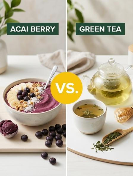 Acai Berry vs Green Tea: Are They The Same? Antioxidants, Metabolic Support, and Culinary Versatility.