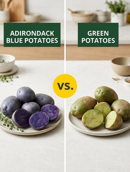 Adirondack Blue Potatoes vs Green Potatoes: The Differences in Nutritional Benefits, Toxicity Risks, and Culinary Performance.