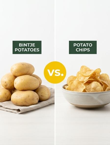 Bintje Potatoes vs Potato Chips: The Differences in Nutrition, Health Impact, and Culinary Versatility.
