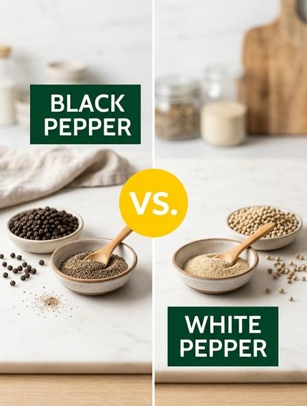Black Pepper vs White Pepper: Comparing Flavor Profiles, Processing Methods, and Health Impact Differences.