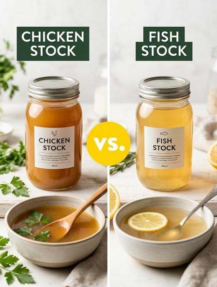 Chicken Stock vs Fish Stock : Comparing Nutrition, Simmering Time, and Flavor Profile Differences