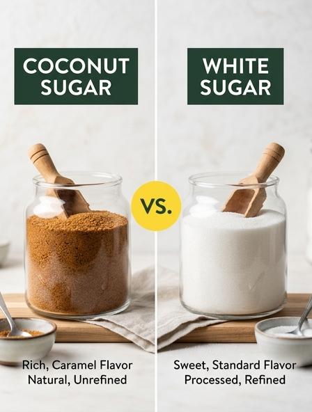 Coconut Sugar vs White Sugar : Are They The Same? Glycemic Index, Baking Performance, and Nutritional Value.