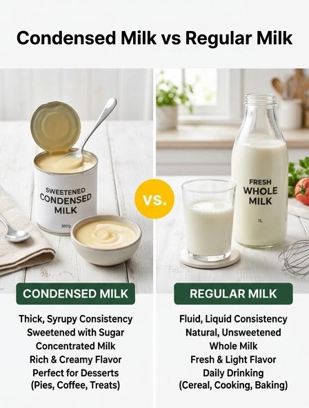 Condensed Milk vs Regular Milk: Comparing Nutrition, Baking Texture, and Shelf Stability Differences