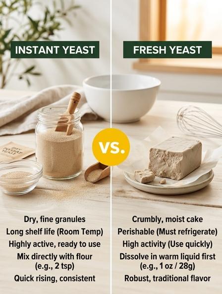 Instant Yeast vs Fresh Yeast: Are They The Same? Rise Time, Flavor, and Conversion Ratios.