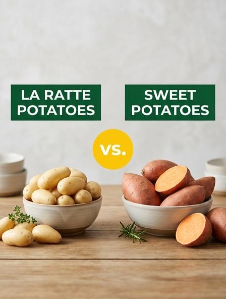 La Ratte Potatoes vs Sweet Potatoes : Comparing Nutrition, Texture, and Glycemic Load Differences