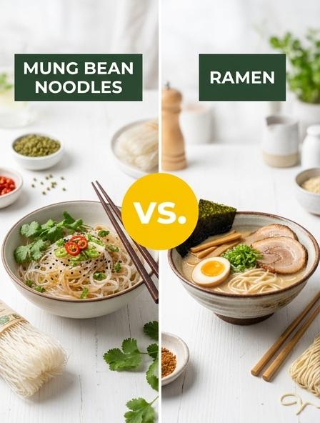 Mung Bean Noodles vs Ramen : Are They The Same? Nutrition, Texture, and Gluten-Free Differences