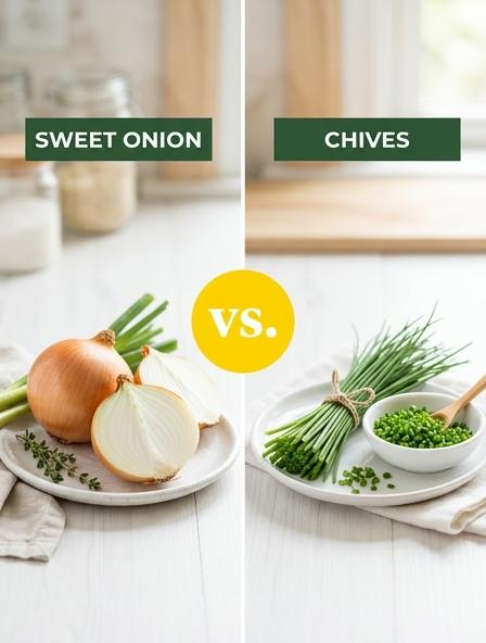 Sweet Onion vs Chives: Are They The Same? Flavor Profiles, Nutritional Benefits, and Culinary Performance.